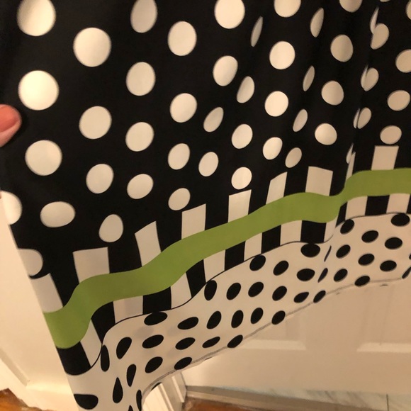 NWOT Black and White polka dot sun dress, with green stripe at hem XL NWOT - Picture 5 of 10